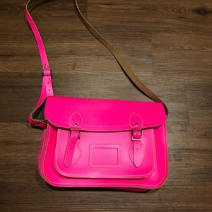 COPY - 13 in. classic leather satchel - hot pink